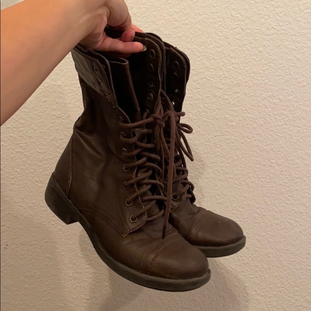 brown combat boots